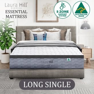 Laura Hill Essential Long Single Mattress Australian Made 5-Zone Pocket Spring High-Density Foam Bed