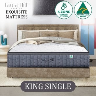 Laura Hill Exquisite King Single Mattress Australian Made 5-Zone Pocket Spring Medium Firm Bed Edge Support