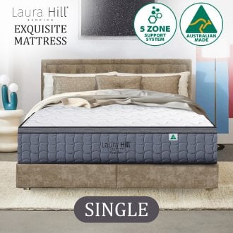 Laura Hill Exquisite Single Mattress Australian Made 5-Zone Pocket Spring Medium Firm Bed Edge Support