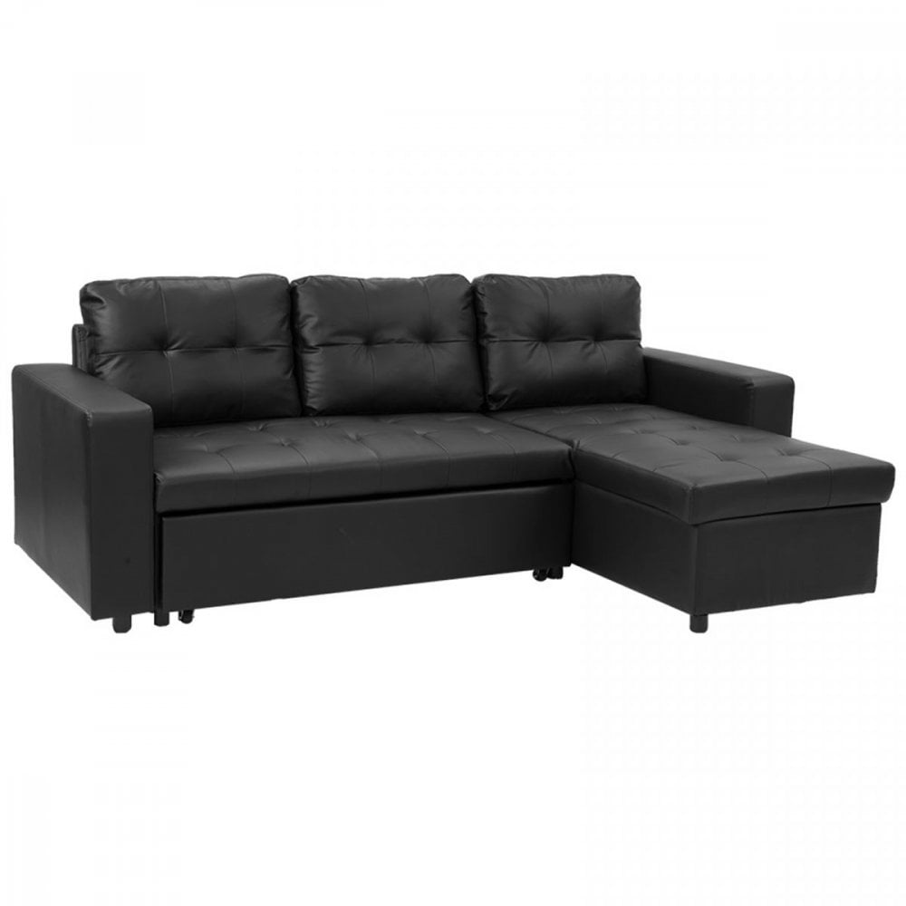 Leather sofa bed with chaise discount