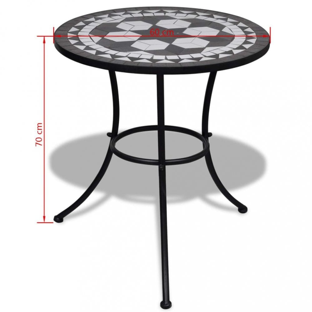 Piece Bistro Set Ceramic Tile Black And White