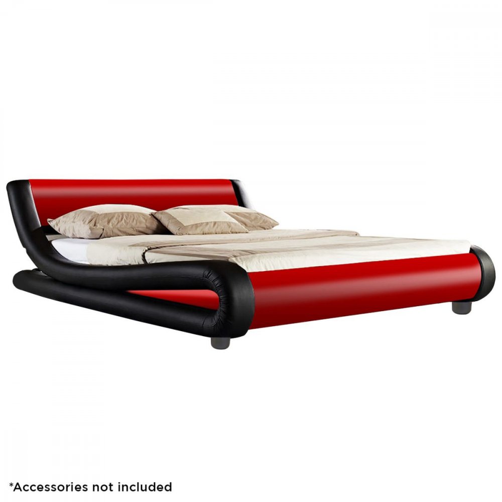 King Size Faux Leather Storage Curved Bed Frame Red King Size Faux Leather Storage Curved, Red King Platform Bed