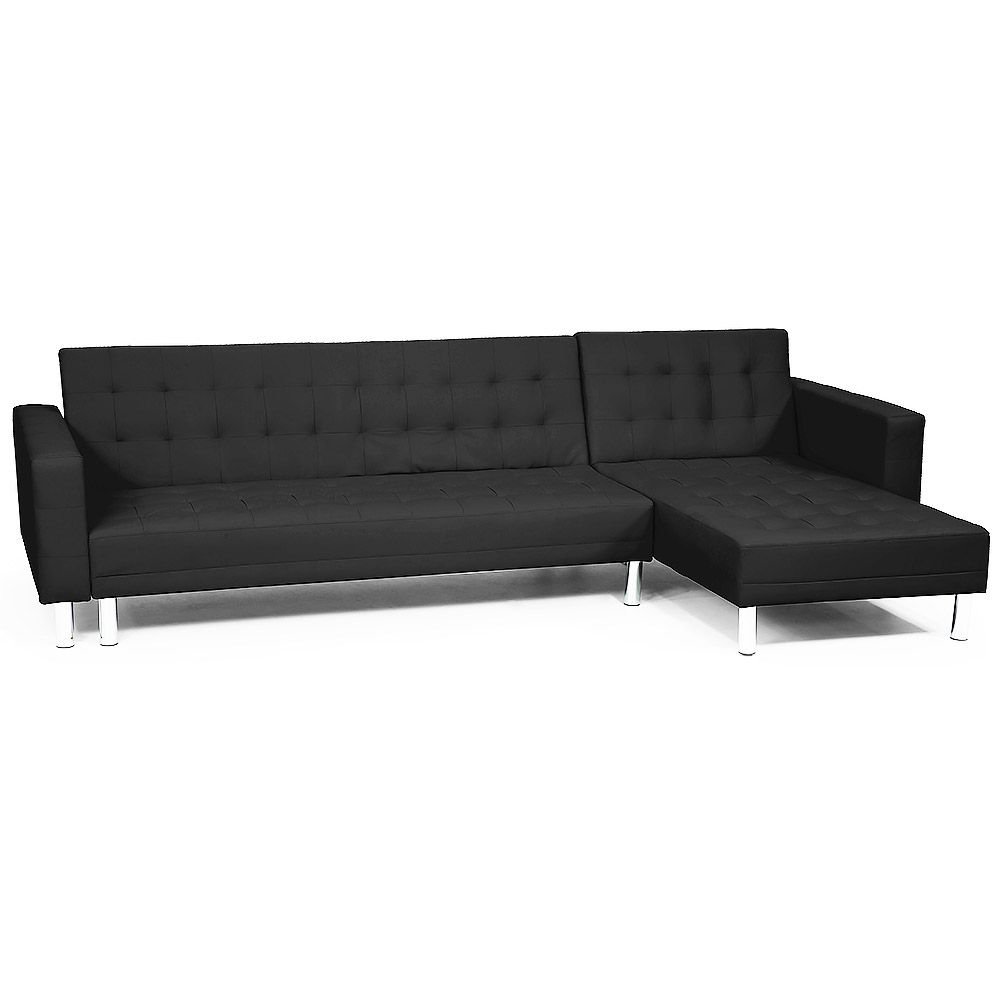 Victoria Modular Tufted Faux Leather Sofa Bed with Chaise by Sarantino