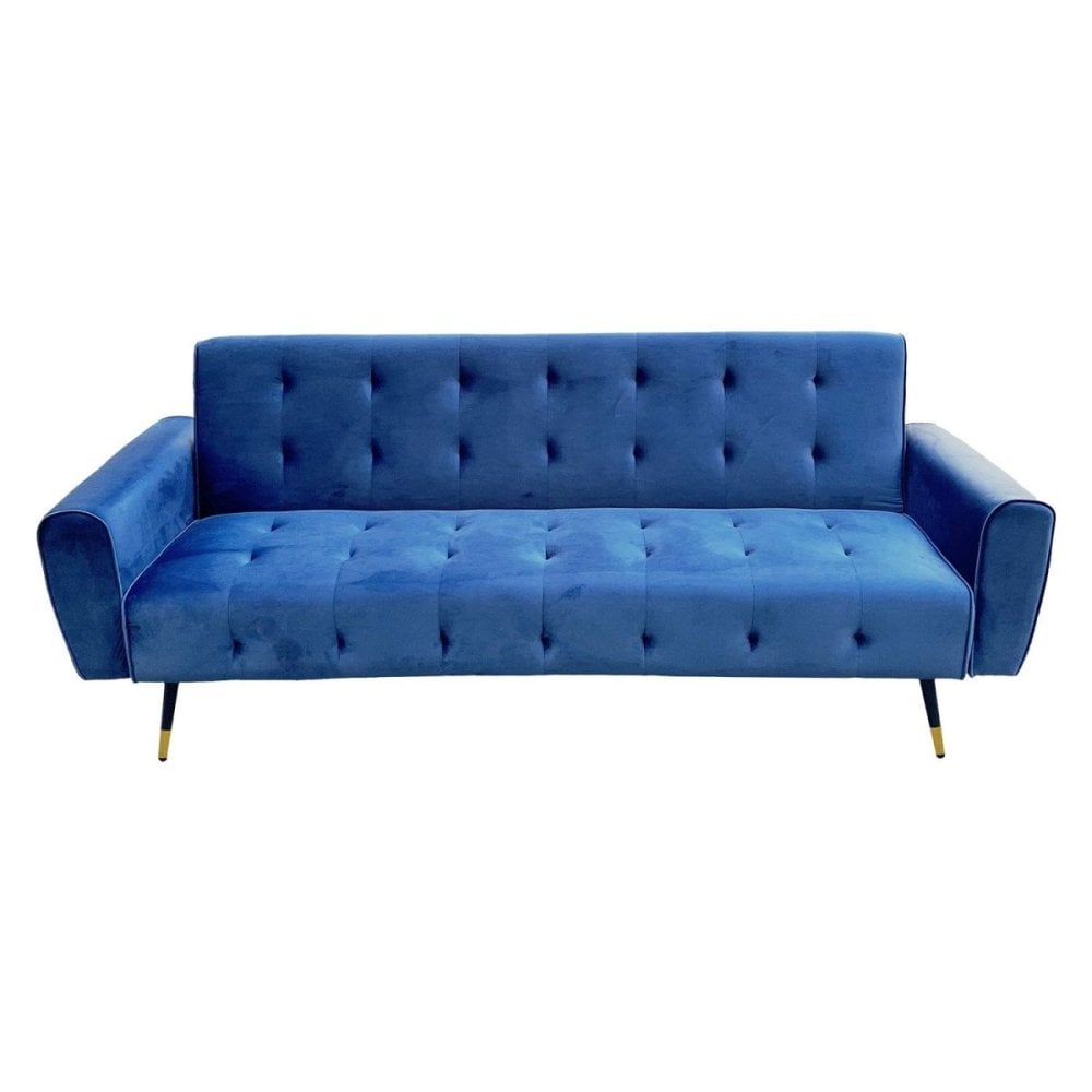 Ava Tufted Velvet Sofa Bed by Sarantino Blue