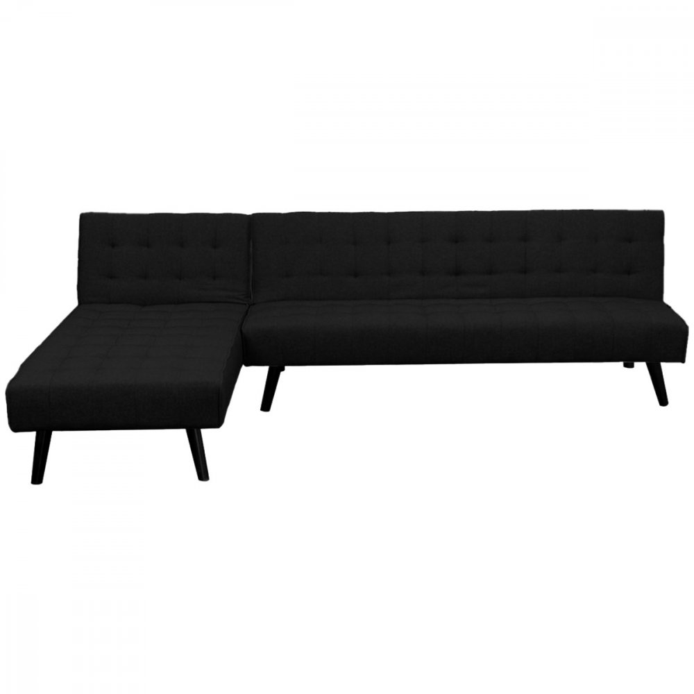 Alice Tufted Fabric Modular Sofa Bed with Chaise Lounge by Sarantino Black