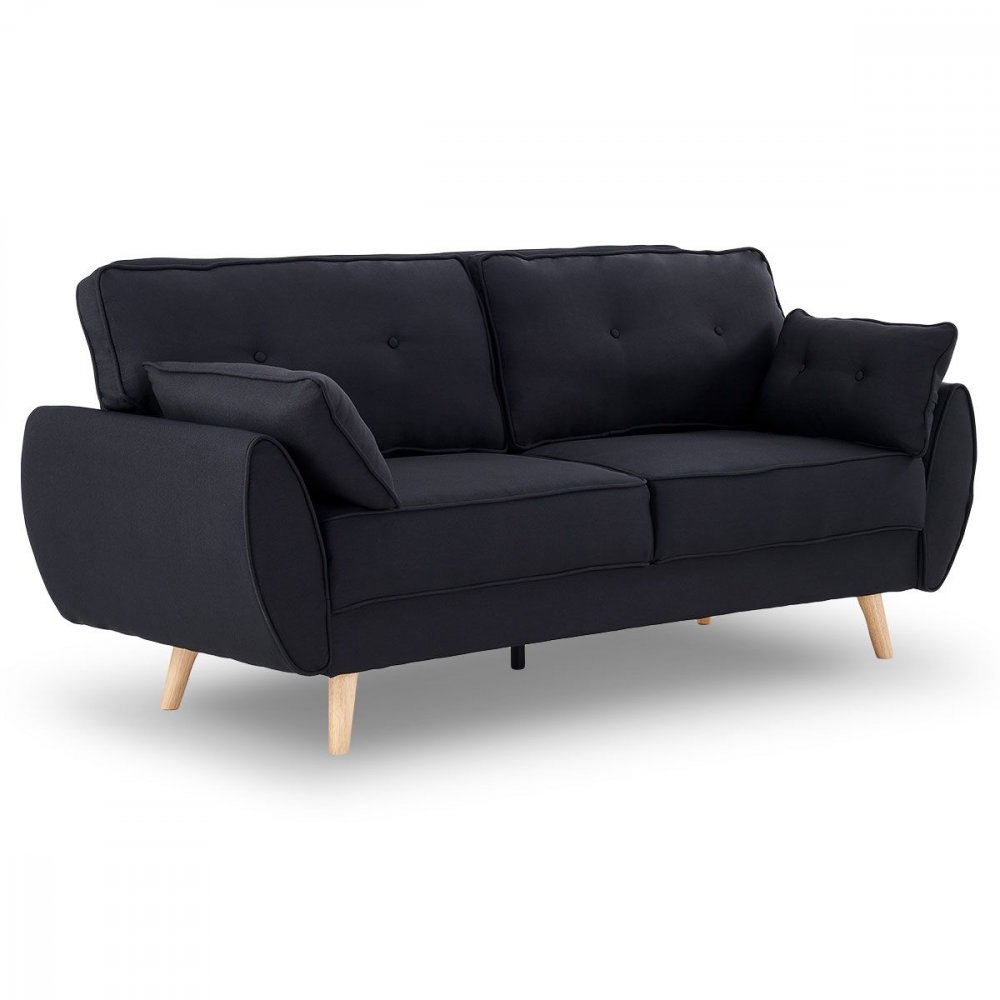 Elle On Tufted Fabric Sofa Bed With Cushions By Sarantino Black Elle On Tufted Fabric Sofa Bed With, Tufted Black Sofa Bed