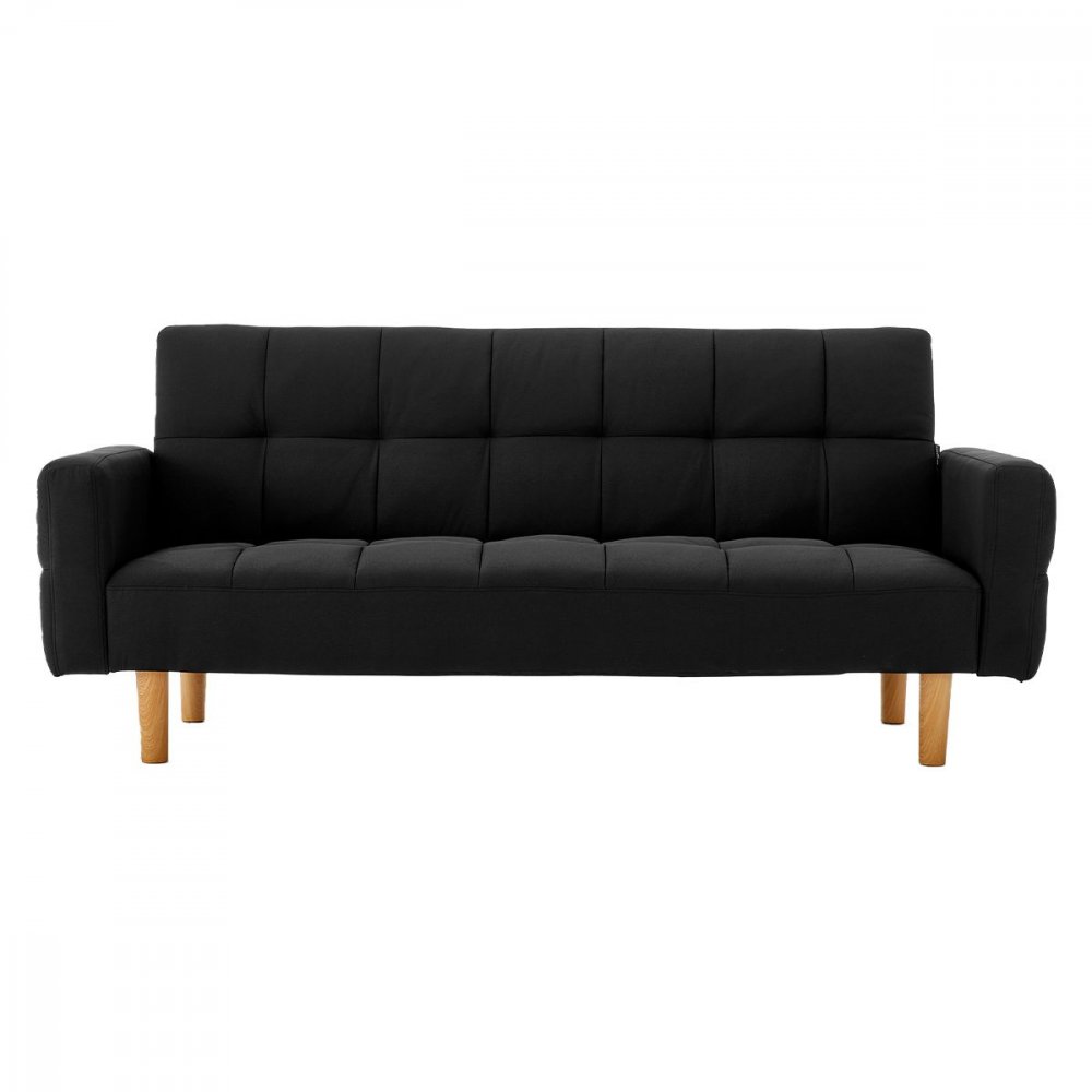 Vienna 3Seater BlindTufted Fabric Sofa Bed by Sarantino Black