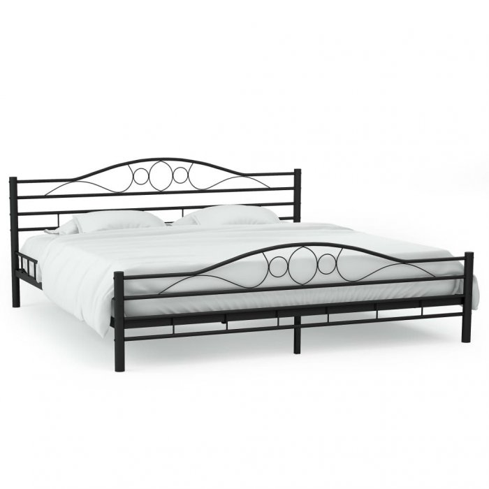 Bed Frame Black Metal Steel, Queen Size Metal Bed Frame Black