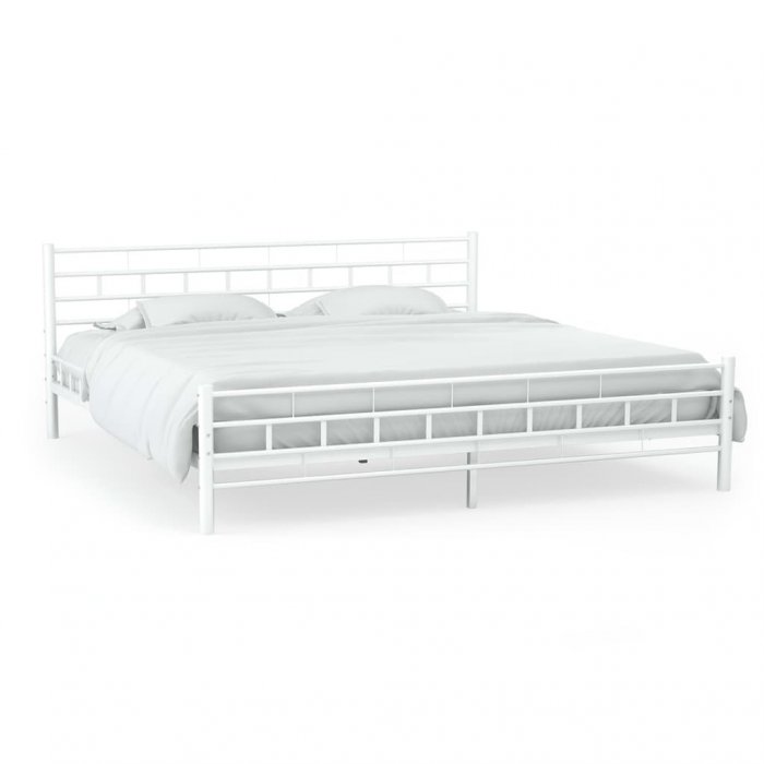 Bed Frame White Metal Steel, Queen Size White Metal Bed Frame