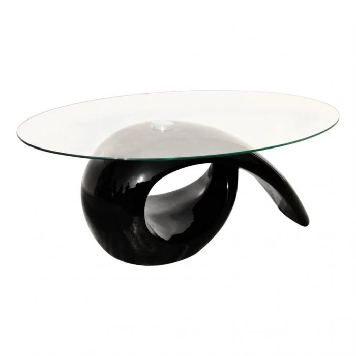 High Gloss Coffee Table With Oval Glass, Black Oval Coffee Table Australia