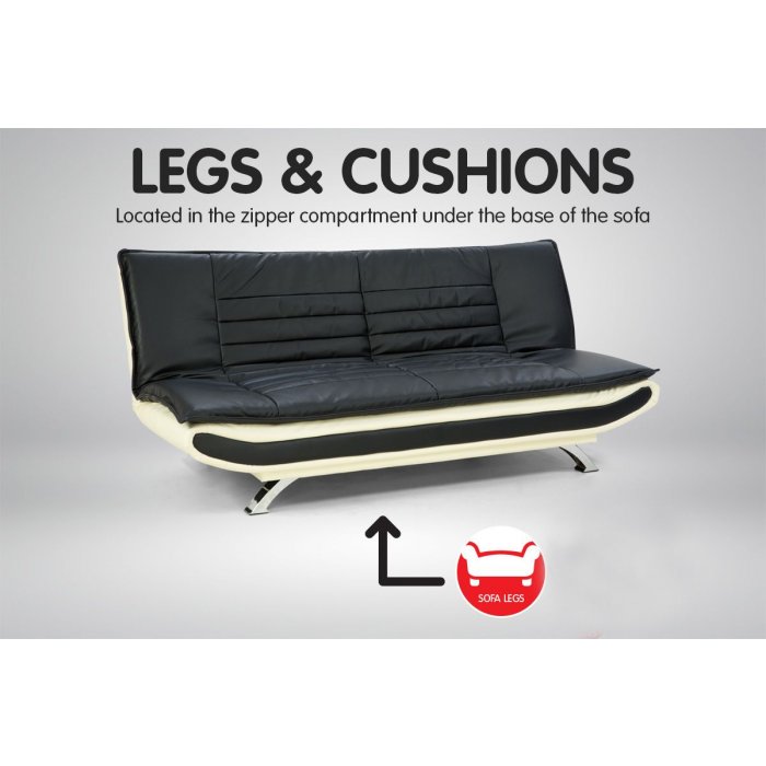 Diana Reclining Faux Leather Sofa Bed By Sarantino Diana Reclining Faux Leather Sofa Bed, Leather Sofa Legs