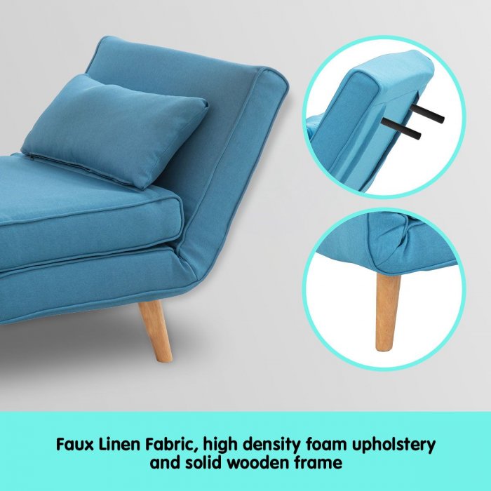 Siena Faux Linen Single Sofa Bed Chair, Single Sofa Chair Bed Australia