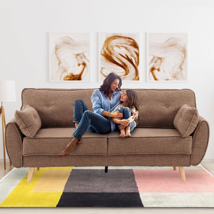 Elle On Tufted Fabric Sofa Bed With Cushions By Sarantino Brown Elle On Tufted Fabric Sofa Bed With, Brown Fabric Sofa Bed
