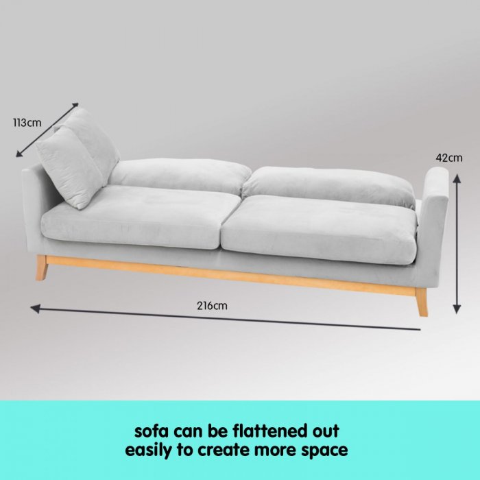 Daydream 3 Seater Loose Back Sofa Bed With Cushions By Sarantino Light Grey Daydream 3 Seater Loose Back Sofa Bed, Sofa Bed Specifications