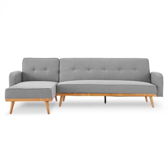 Bella 3 Seater Corner Sofa Bed With Chaise Lounge By Sarantino Light Grey Bella 3 Seater Corner Sofa Bed With, Grey Chaise Lounge Sofa Bed