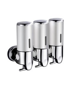 3 Bottles Bathroom Shower Soap Shampoo  Dispenser Pump 1500ml Silver