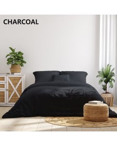 1000TC  Bamboo Cotton Sheets Pillowcases Set- Queen - Charcoal