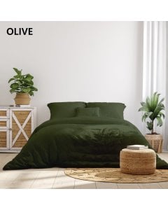 1000TC Hotel Grade Bamboo Cotton  Pillowcases Set King - Olive