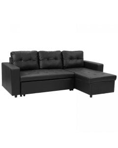Shea Modern Pull-out Sofa Bed with Storage Chaise by Sarantino - Black