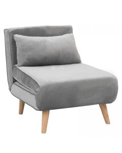 Siena Faux Velvet Single Sofa Bed Chair by Sarantino - Light Grey