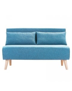 Sofia Faux Linen Loveseat Sofa Bed by Sarantino - Blue