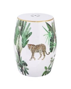 Leopard Ceramic Stool Barrel Bar Side Table Drum Decor