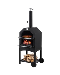 3 in 1 Charcoal Smoker BBQ Grill Portable  Steel Pizza Oven Steamer