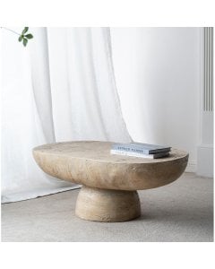 Logan Cement Coffee Table Oval Center Handcrafted Furniture