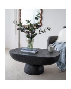 Black Is Back Cement Coffee Table Oval Center handcrafted Furniture