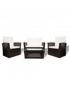 4 Piece Garden Lounge Set With Cushions Poly Rattan Brown