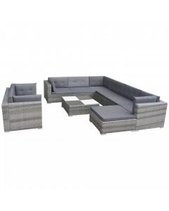 10 Piece Garden Lounge Set With Cushions Poly Rattan Grey