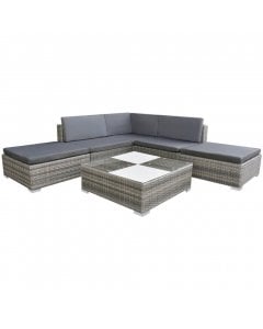 6 Piece Garden Lounge Set With Cushions Poly Rattan Grey