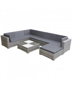 8 Piece Garden Lounge Set With Cushions Poly Rattan Grey