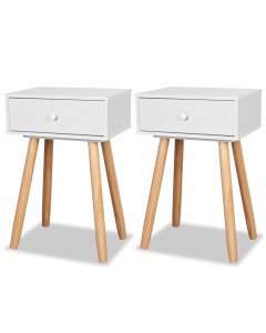 Bedside Tables 2 Pcs Solid Pinewood 40x30x61 Cm White