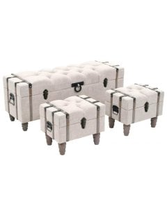 Storage Bench Set 3 Pcs 112x37x45 Cm Solid Wood And Steel