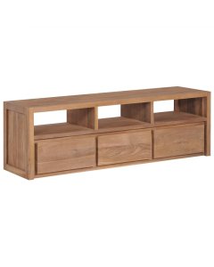 Tv Cabinet Solid Teak Wood With Natural Finish 120x30x40 Cm