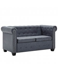 2-seater Chesterfield Sofa Artificial Suede Leather Grey