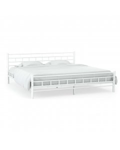 Bed Frame White Metal Steel frame 137x187 Cm - Double