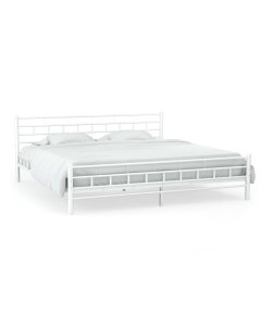 Bed Frame White Metal Steel frame 153x203 Cm- Queen