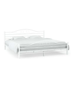 Bed Frame White Metal Steel frame137x187 Cm-Double