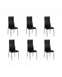 Dining Chairs 6 Pcs Black Faux Leather