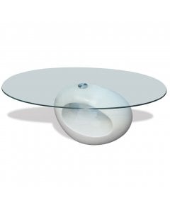 Coffee Table With Oval Glass Top High Gloss White