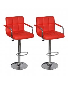 Bar Stools 2 Pcs Red Faux Leather