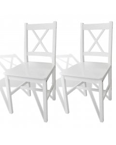 Dining Chairs 2 Pcs White Pinewood