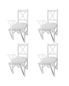 Dining Chairs 4 Pcs White Pinewood