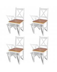 Pinewood Dining Chairs 4 Pcs White