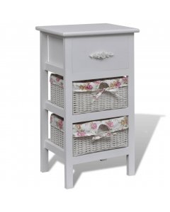 Cabinet With 1 Drawer And 2 Baskets White Wood