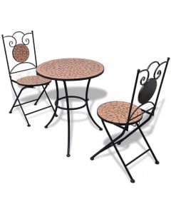 3 Piece Bistro Set Ceramic Tile Terracotta