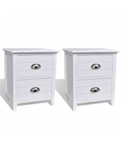 Nightstand 2 Pcs With 2 Drawers White