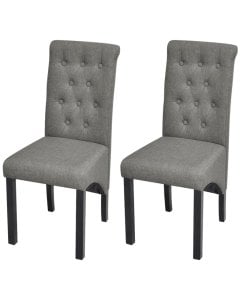Dining Chairs 2 Pcs 100% Polyester  Light Grey Fabric